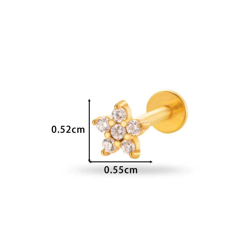 Women's Metal Love Flower Ear Bone Nail Puncture Jewelry Stainless Steel Copper Zircon Electroplating - Image 7