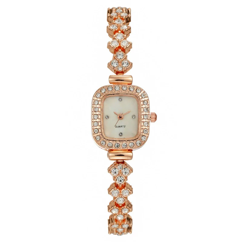 Women's Metal Rectangle Dial Quartz Watch With Diamond Encrusted And Fashion Style - Image 7