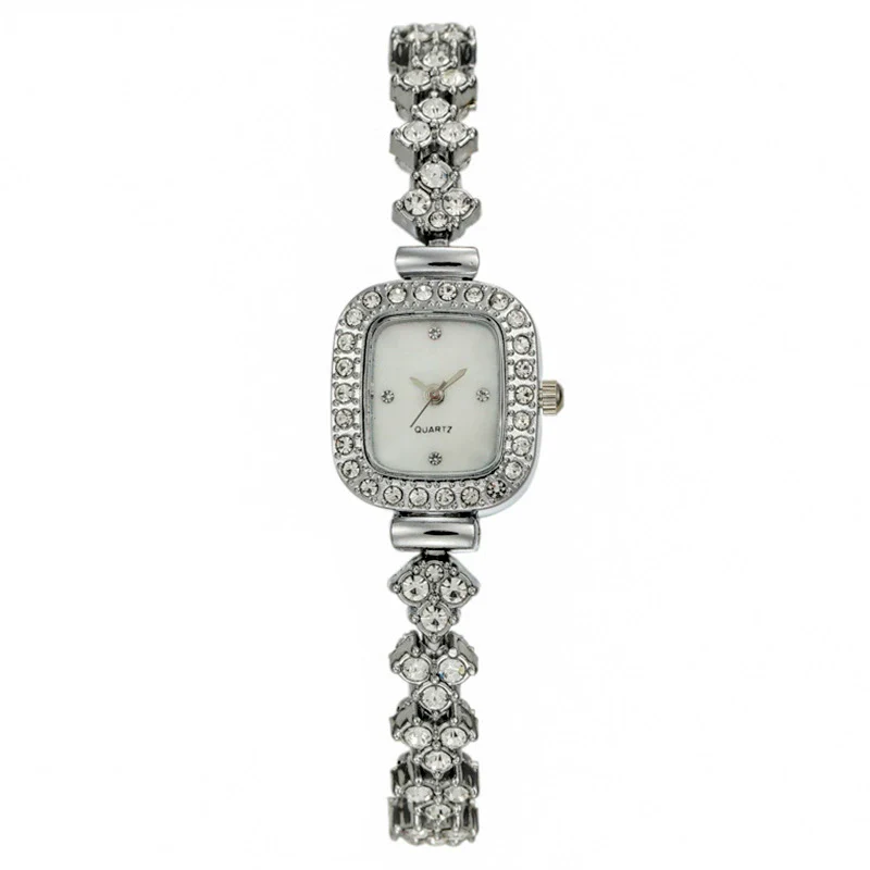 Women's Metal Rectangle Dial Quartz Watch With Diamond Encrusted And Fashion Style - Image 8