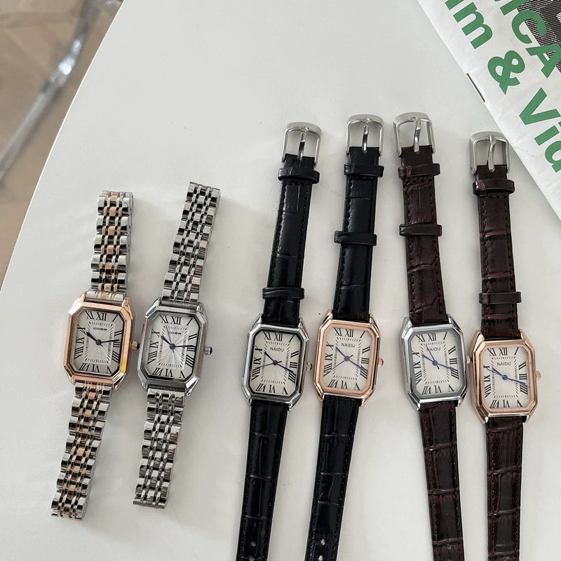 Women's Metal Rectangular Retro Roman Dial Quartz Watch Simple Elegant Leisure Style - Image 5