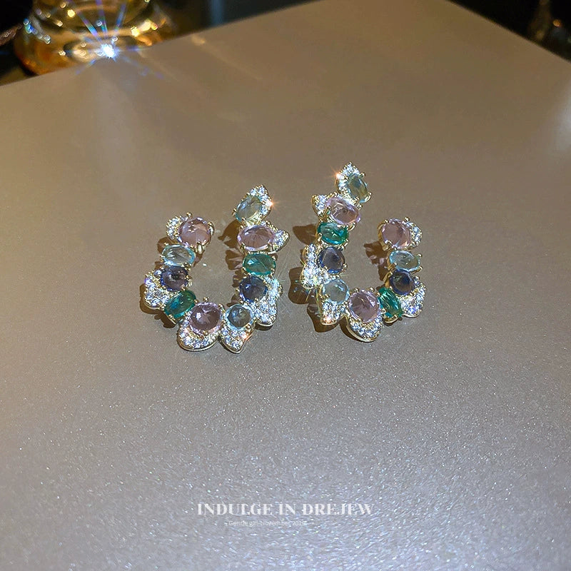 Women's Metal Ushaped Geometric Simple Retro Trendy Diamond Earrings - Image 2