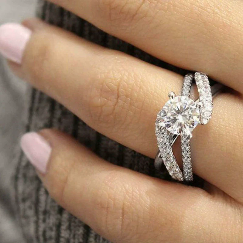 Women's Metal Zircon Diamond Ring With Flower Design Rose Gold Plated - Image 7