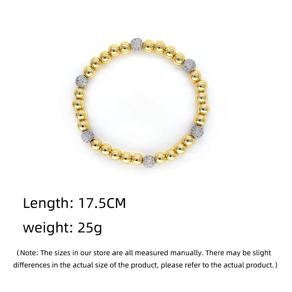 Women's Microinlaid Rhinestone Mixed Material Geometric Handwoven Elastic Rope Bracelet 18K Goldplated - Image 4