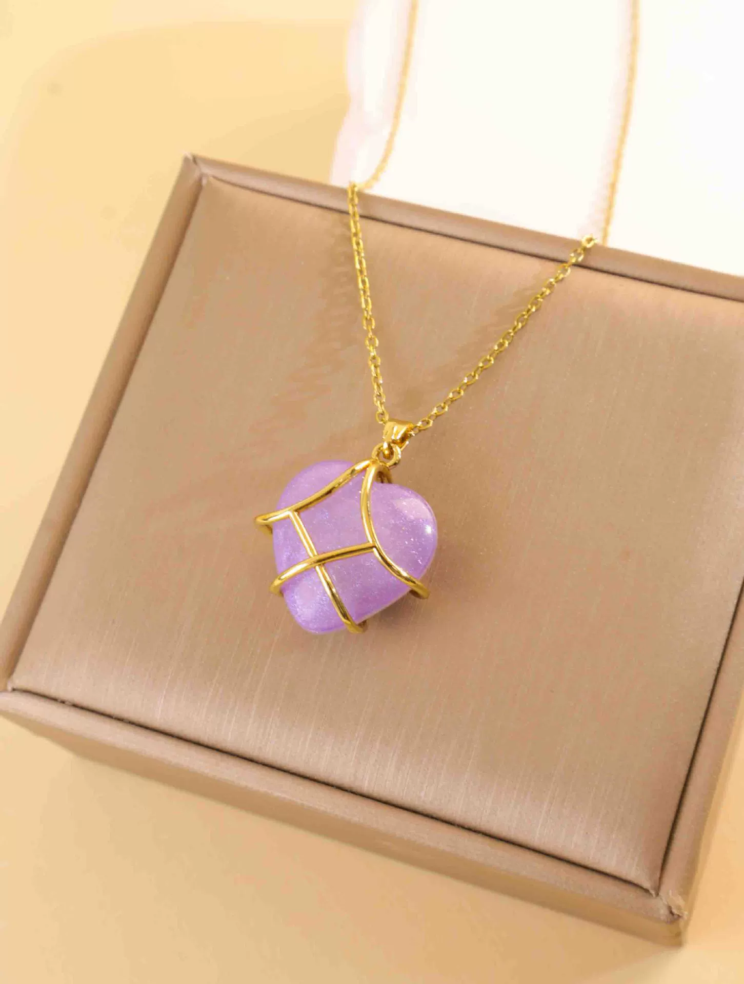 Women's Minimalist Geometric Titanium Steel Necklace With Copper Pendant And Cross Chain Real Gold Plated - Image 6