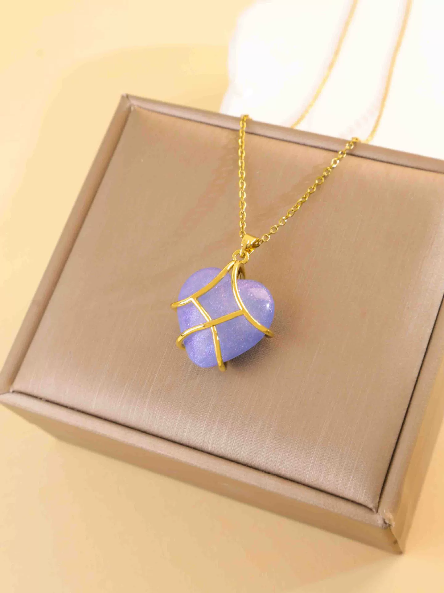 Women's Minimalist Geometric Titanium Steel Necklace With Copper Pendant And Cross Chain Real Gold Plated - Image 7