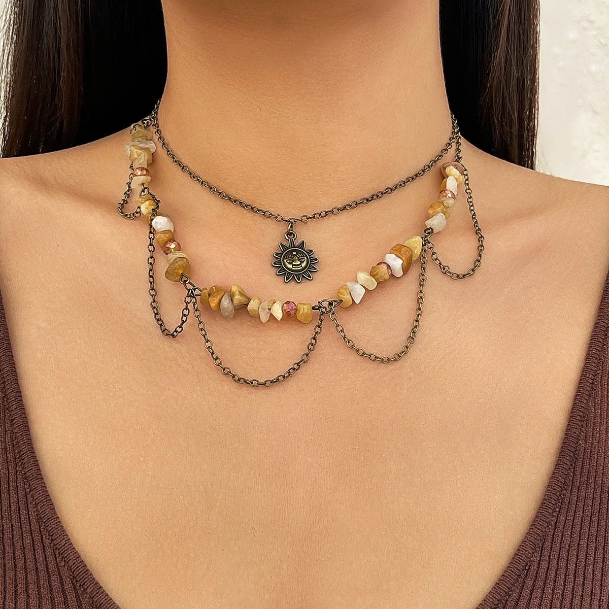 Women's Minimalist Iron And Alloy Constellation Patterned Necklace With Electroplating Processing - Image 10