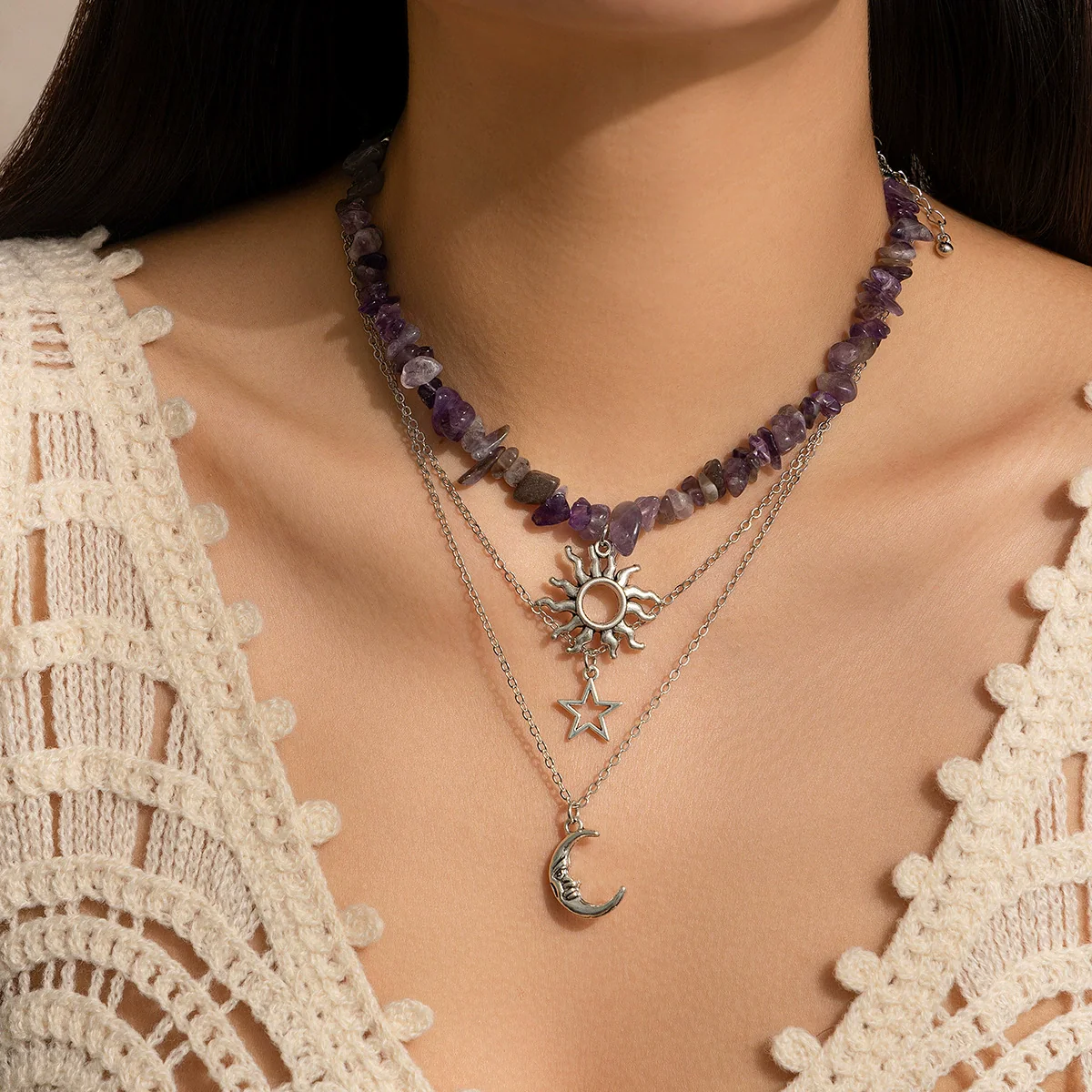 Women's Minimalist Iron And Alloy Constellation Patterned Necklace With Electroplating Processing - Image 11
