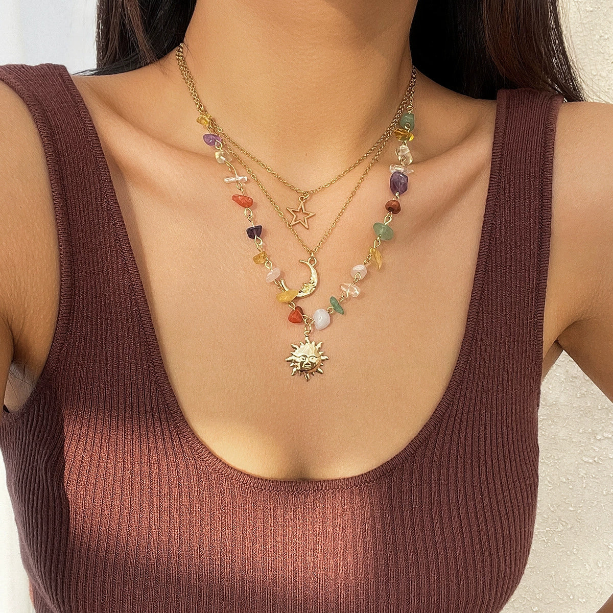 Women's Minimalist Iron And Alloy Constellation Patterned Necklace With Electroplating Processing - Image 6