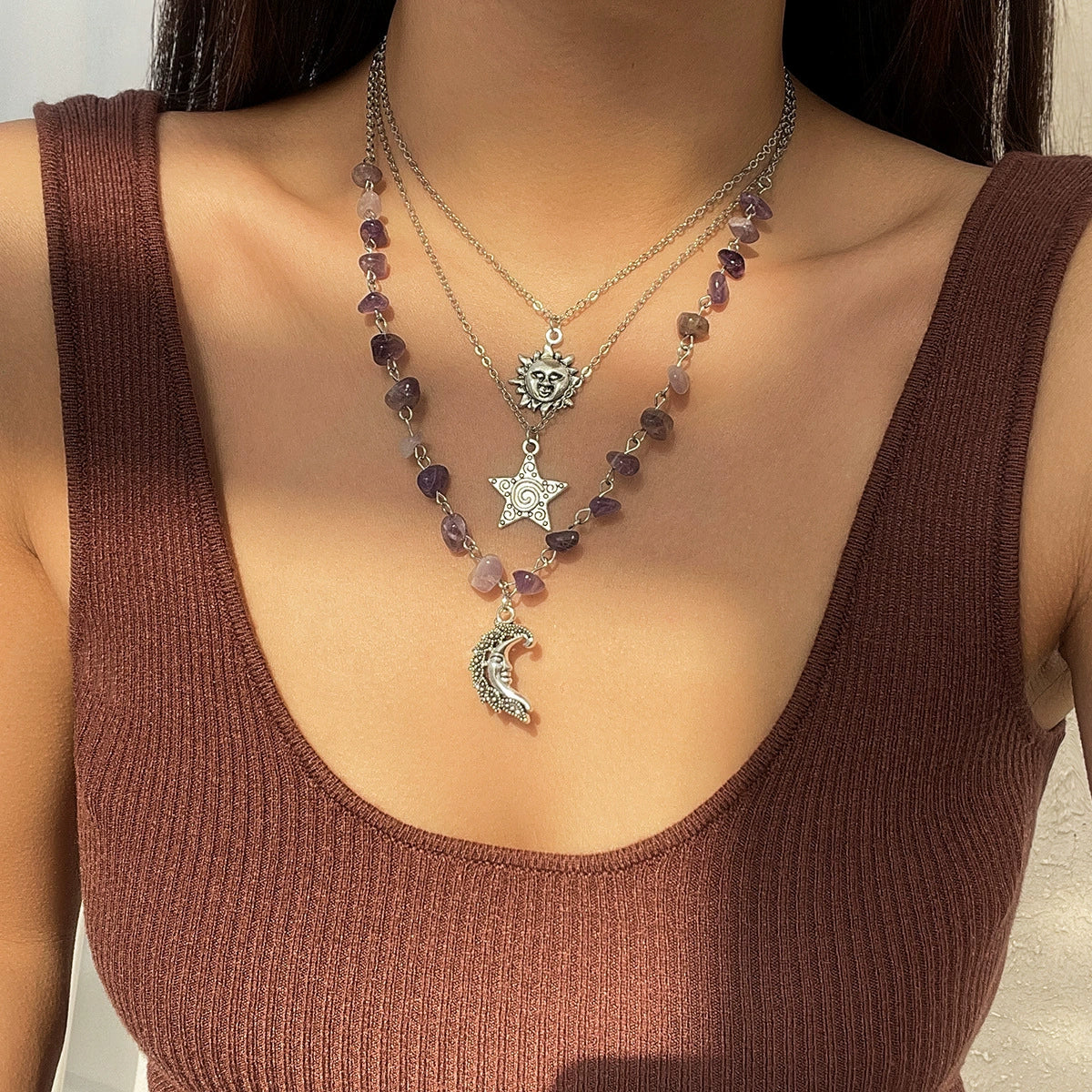 Women's Minimalist Iron And Alloy Constellation Patterned Necklace With Electroplating Processing - Image 7