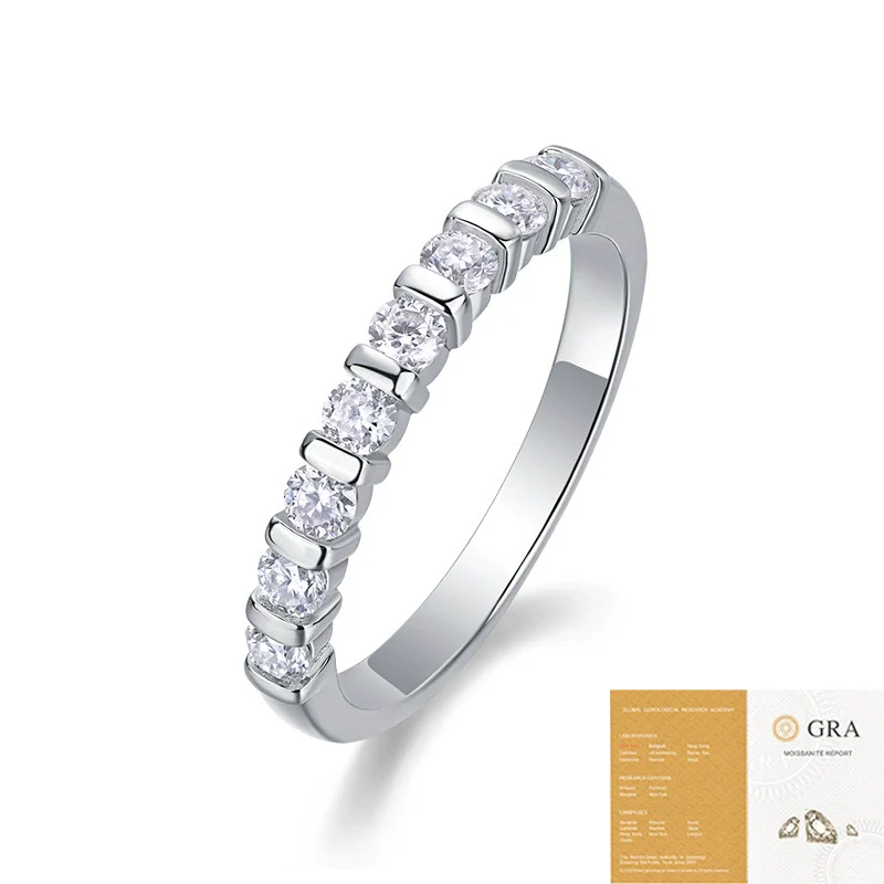 Women's Minimalist Versatile Fashion S925 Silver Geometric Moissanite Ring Set With Diamonds - Image 5