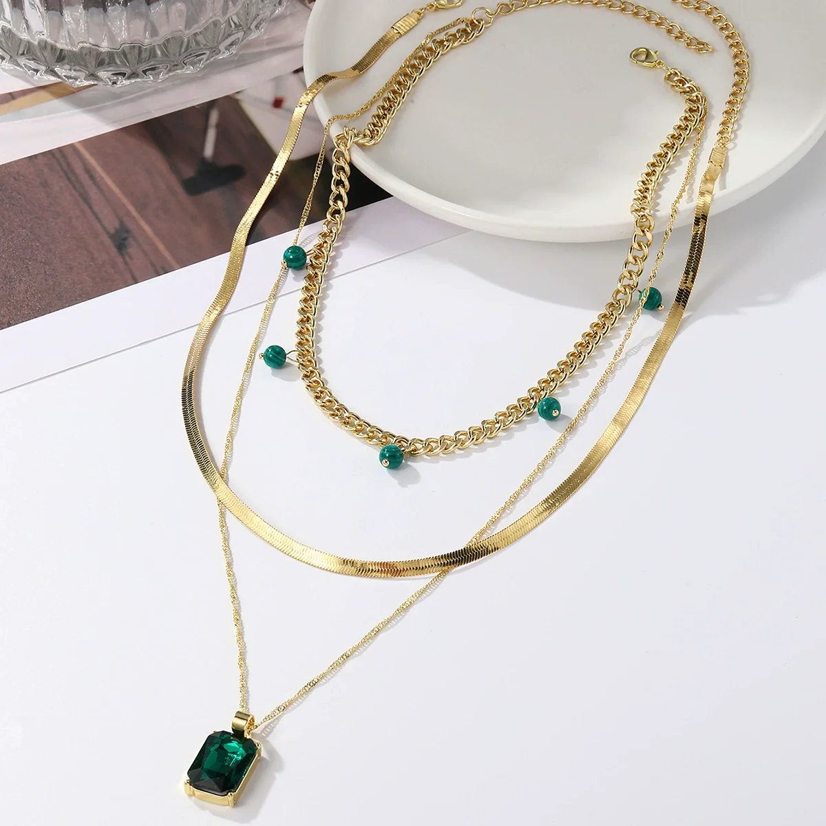 Women's Multilayer Alloy Necklace With Cross Chain Ushape Drop Shape Star Geometric Pattern Electroplated - Image 2
