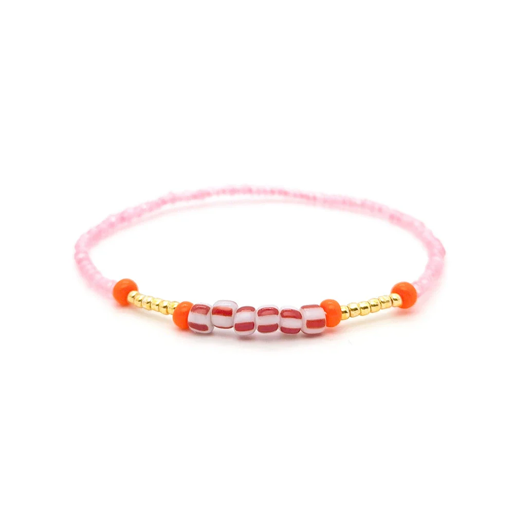Women's Natural Bohemian Style Handwoven Glass And Glaze Beaded Freshwater Pearl Rope Bracelet With Geometric Pattern - Image 4