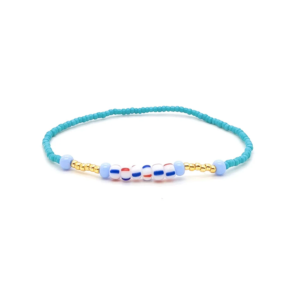 Women's Natural Bohemian Style Handwoven Glass And Glaze Beaded Freshwater Pearl Rope Bracelet With Geometric Pattern - Image 5