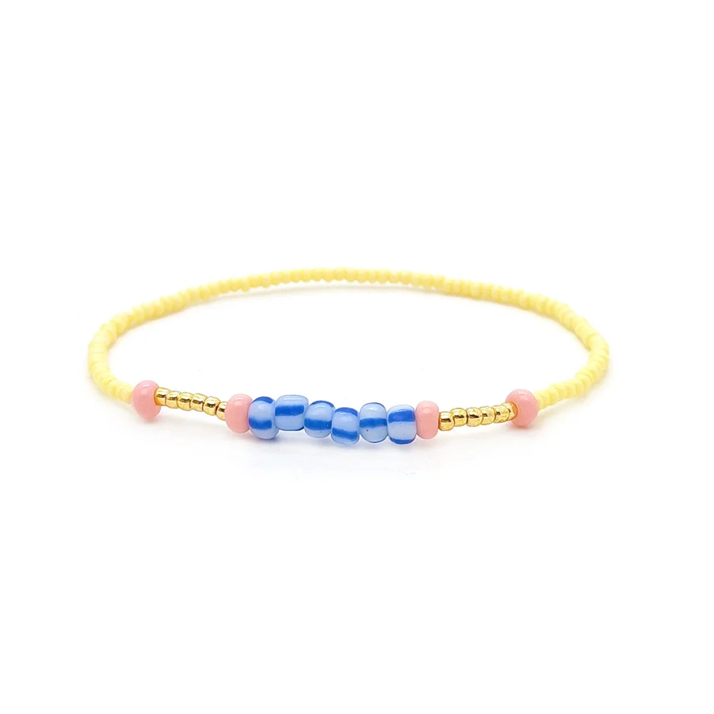 Women's Natural Bohemian Style Handwoven Glass And Glaze Beaded Freshwater Pearl Rope Bracelet With Geometric Pattern - Image 7