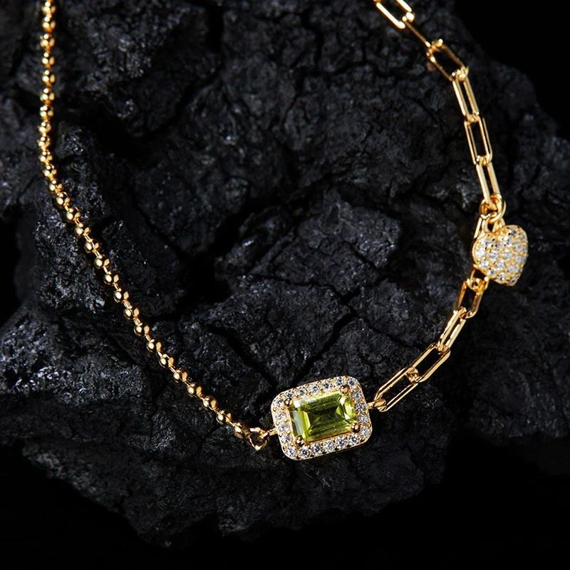 Women's Natural Gemstone Bracelet S925 Sterling Silver Geometric Light Luxury Style Set With Gems - Image 10