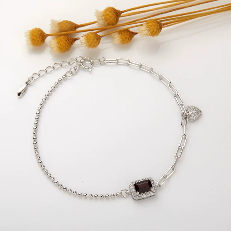 Women's Natural Gemstone Bracelet S925 Sterling Silver Geometric Light Luxury Style Set With Gems - Image 13