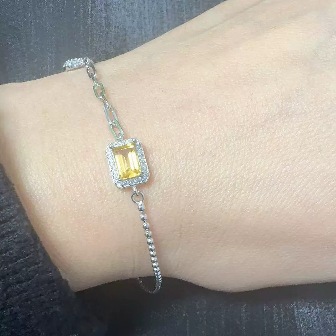 Women's Natural Gemstone Bracelet S925 Sterling Silver Geometric Light Luxury Style Set With Gems - Image 15