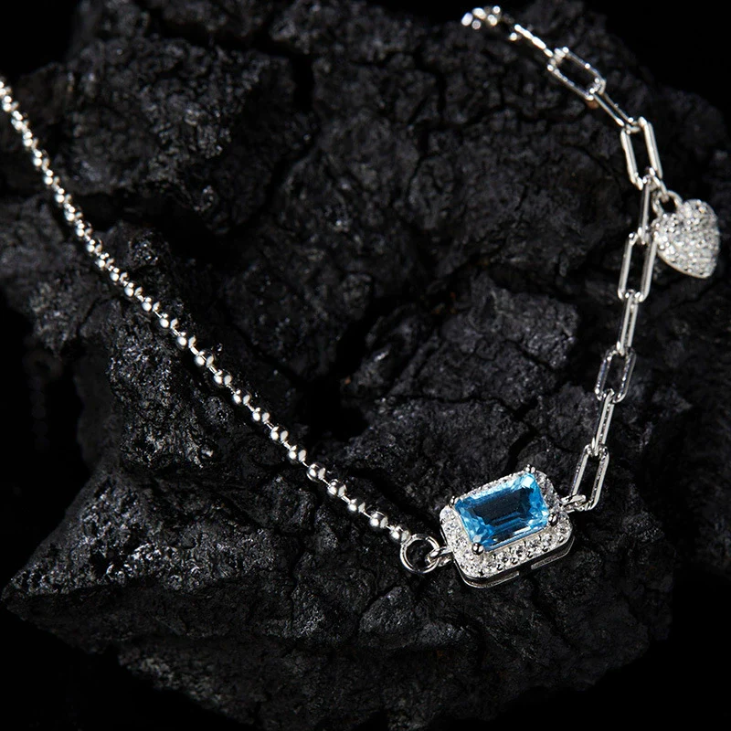 Women's Natural Gemstone Bracelet S925 Sterling Silver Geometric Light Luxury Style Set With Gems - Image 9