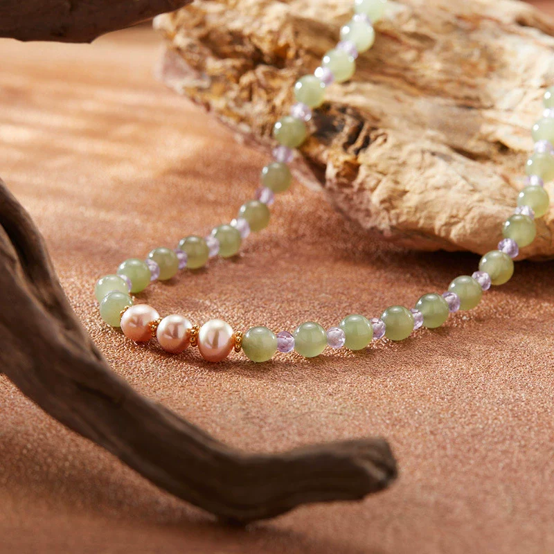 Women's Natural Pearl And 925 Sterling Silver Geometric Clavicle Chain Necklace Set - Image 3