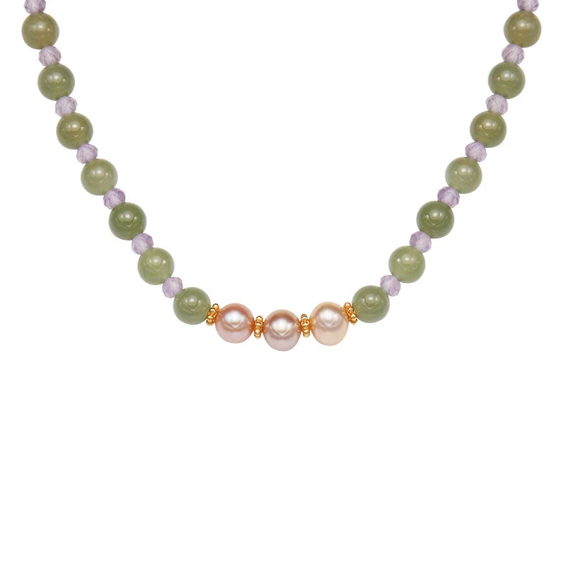 Women's Natural Pearl And 925 Sterling Silver Geometric Clavicle Chain Necklace Set - Image 5
