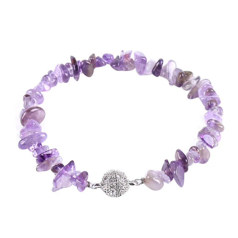 Women's Natural Stone And Copper Accessories Minimalist Irregular Bead Electroplated Bracelet With Volcanic Rock Amethyst Lapis Lazuli And More - Image 5