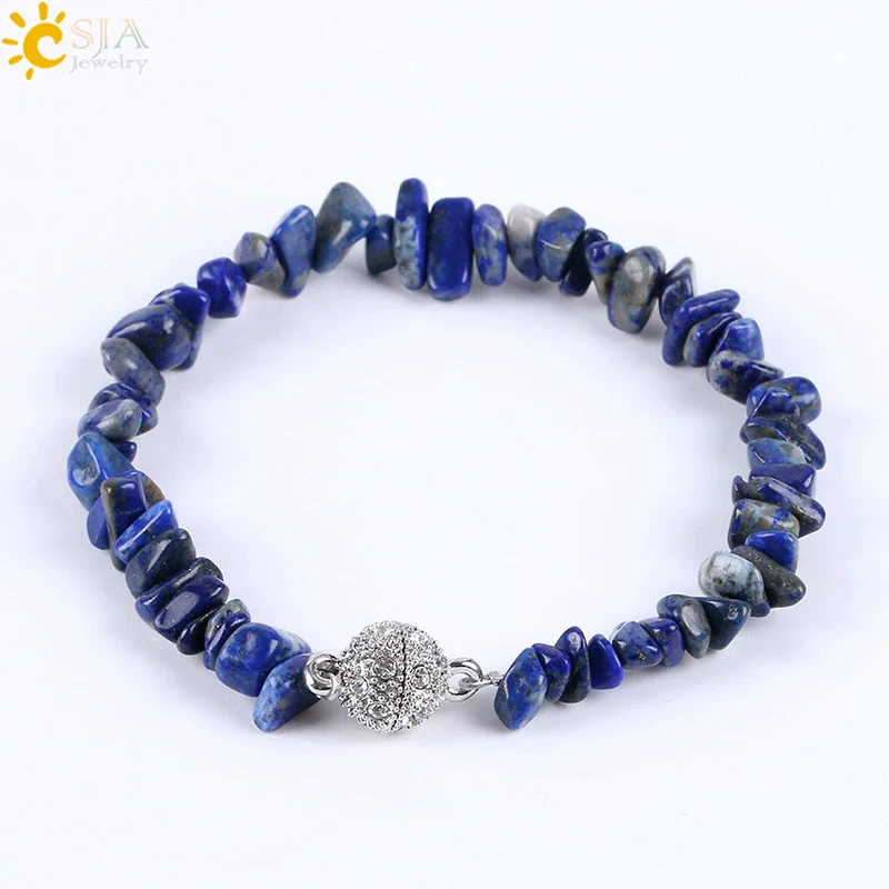 Women's Natural Stone And Copper Accessories Minimalist Irregular Bead Electroplated Bracelet With Volcanic Rock Amethyst Lapis Lazuli And More - Image 8