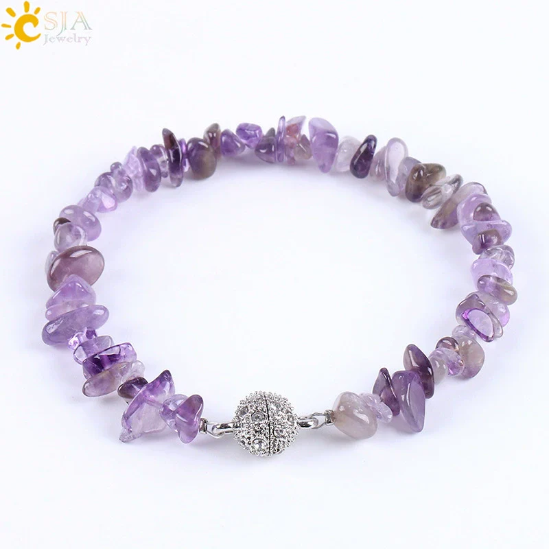 Women's Natural Stone And Copper Accessories Minimalist Irregular Bead Electroplated Bracelet With Volcanic Rock Amethyst Lapis Lazuli And More - Image 9