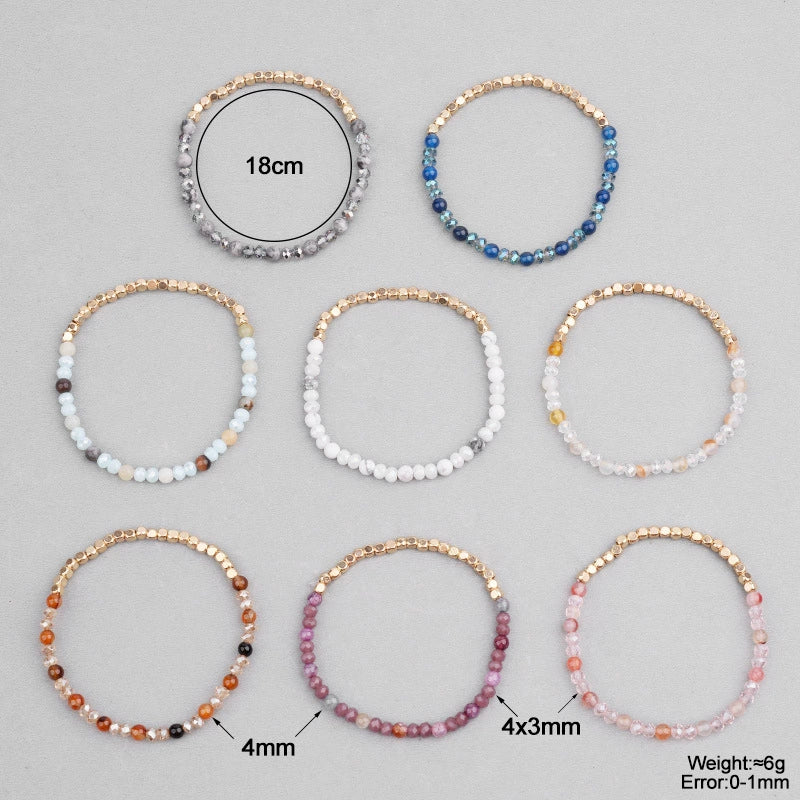 Women's Natural Stone Crystal Agate Acrylic Beaded Bracelet Jewelry With Geometric Pattern - Image 4