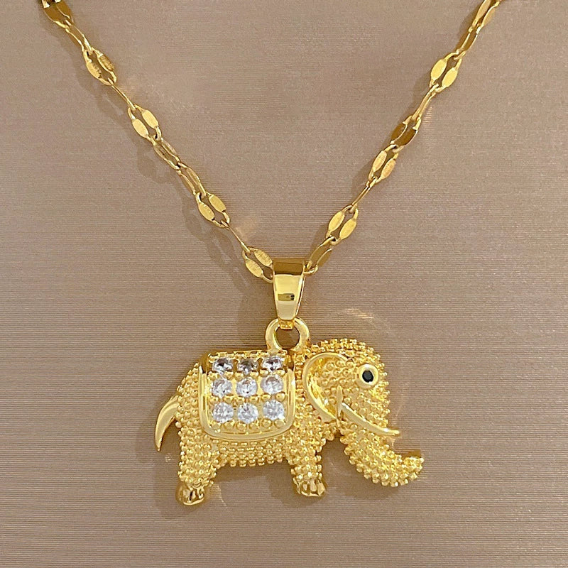 Women's Necklace Copper Pendant Stainless Steel Chain Geometric Electroplating - Image 4