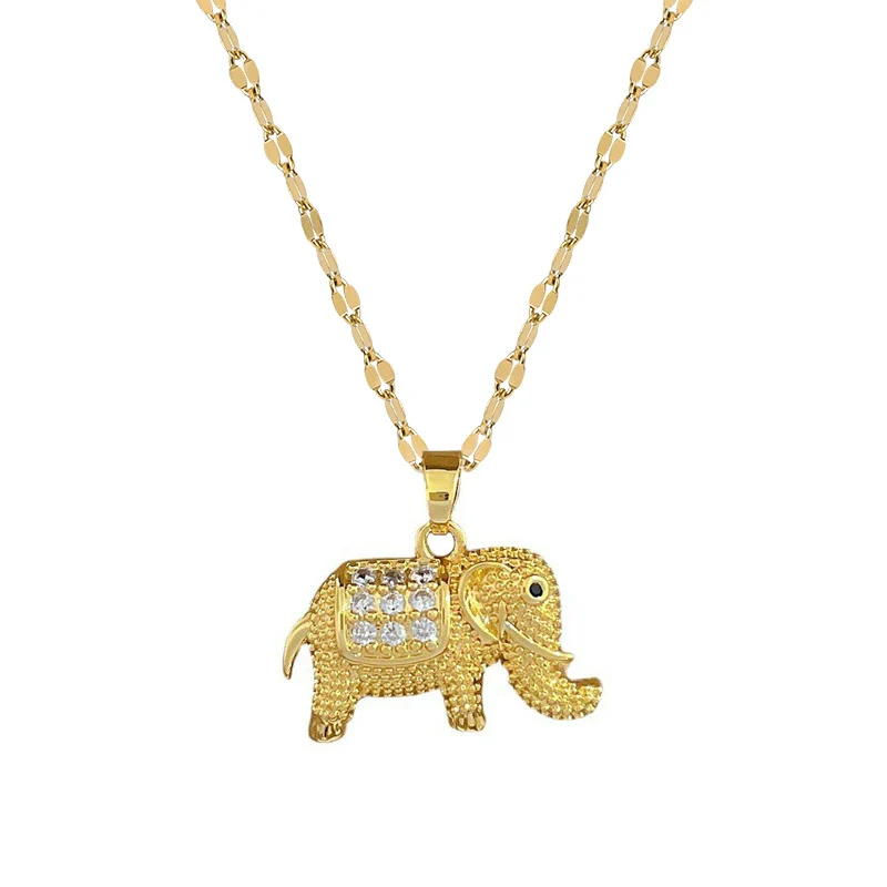 Women's Necklace Copper Pendant Stainless Steel Chain Geometric Electroplating - Image 5