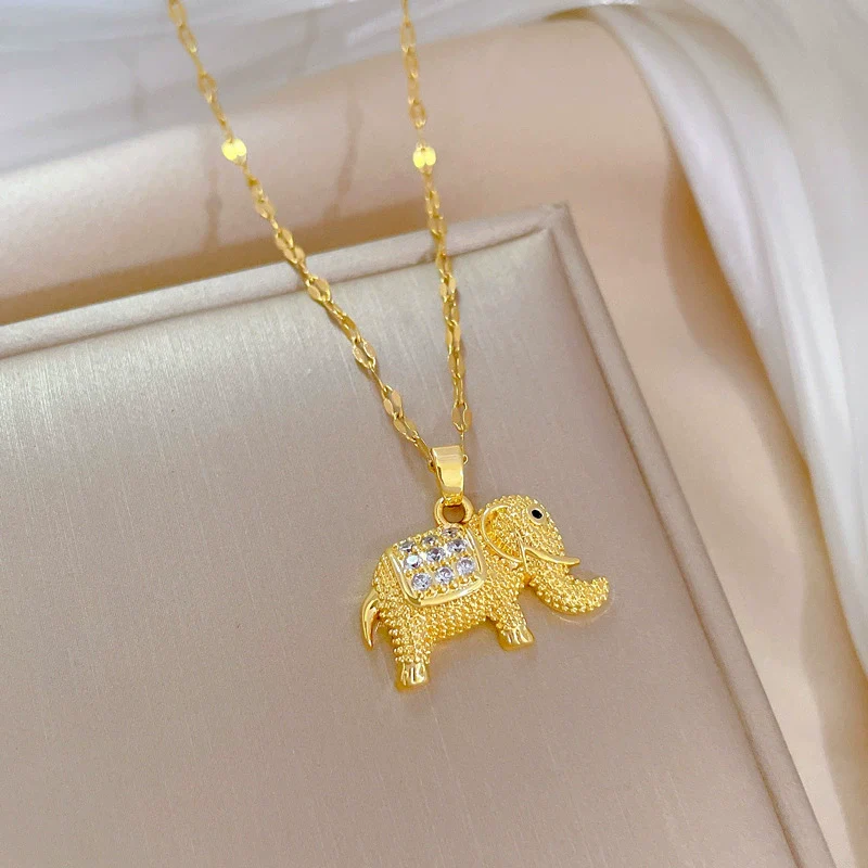 Women's Necklace Copper Pendant Stainless Steel Chain Geometric Electroplating - Image 6