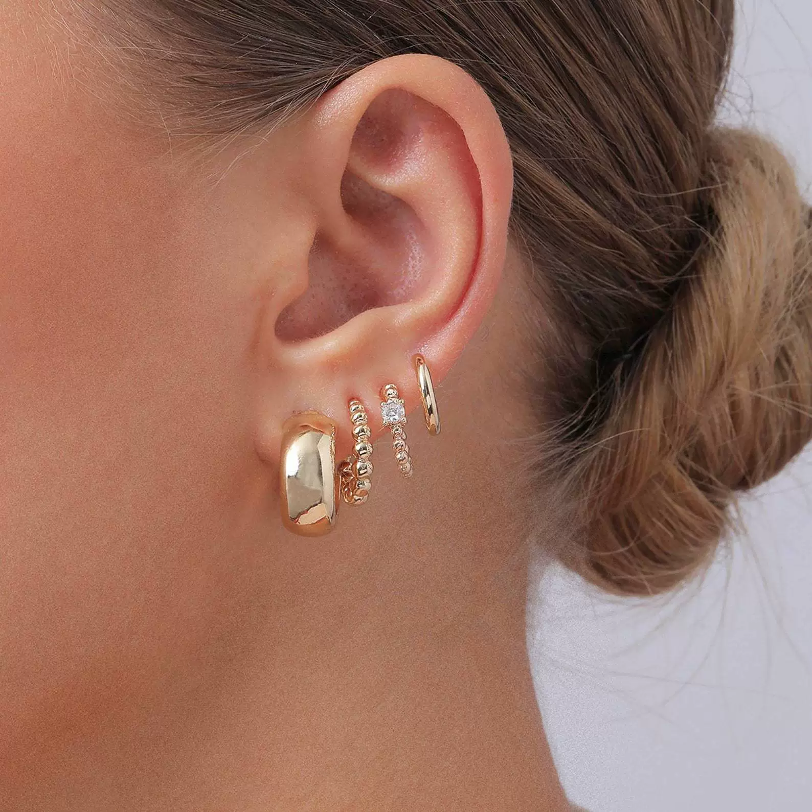 Women's Niche Fashion Retro Twist Geometric Copper Earrings Inlaid With Zirconia - Image 4