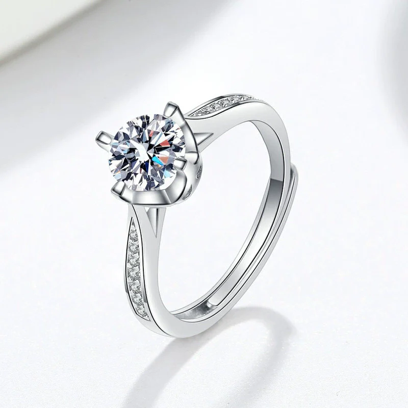 Women's Opening Moissanite Ring S925 Sterling Silver Geometric Electroplated - Image 6