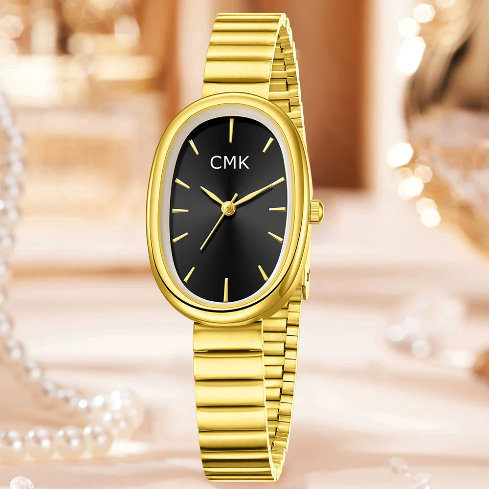 Women's Oval Alloy Case Titanium Alloy Strap Quartz Watch - Image 6