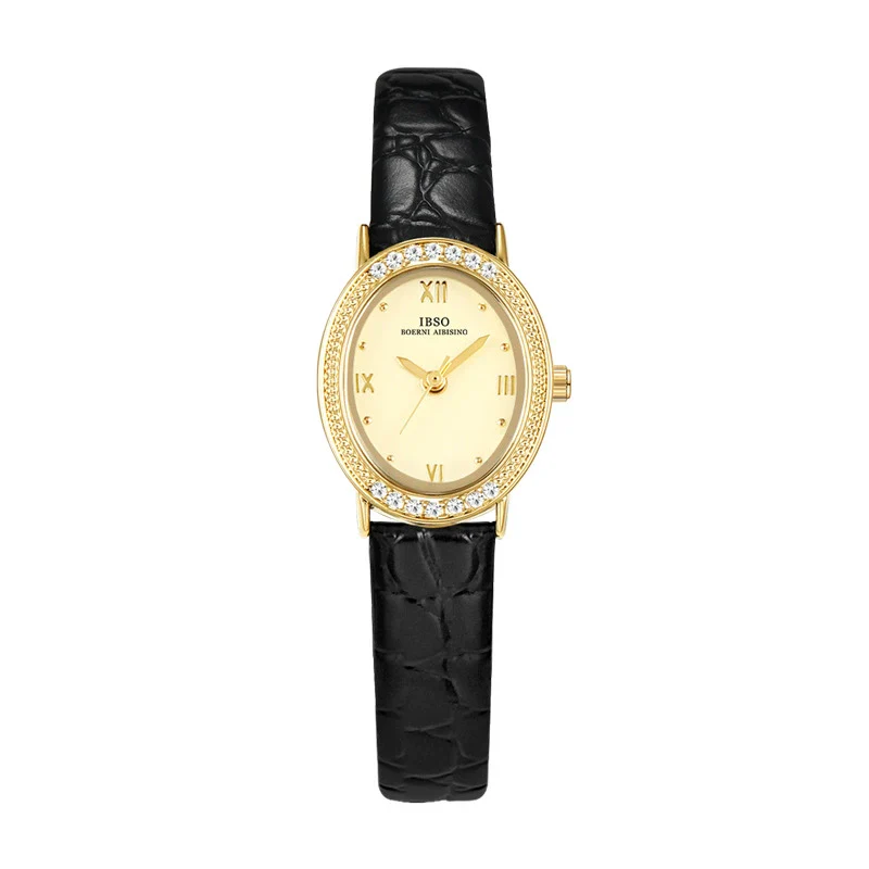 Women's Oval Dial Alloy Case Genuine Leather Strap Stainless Steel Buckle Waterproof Retro Exquisite Watch With Mineral Reinforced Glass Mirror - Image 5