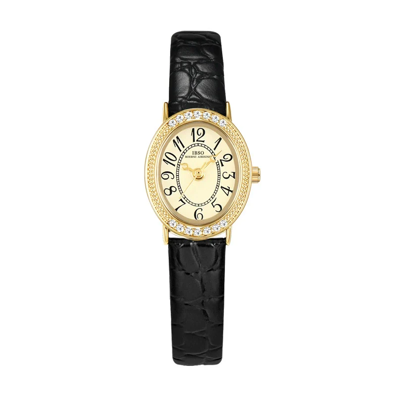 Women's Oval Dial Alloy Case Genuine Leather Strap Stainless Steel Buckle Waterproof Retro Exquisite Watch With Mineral Reinforced Glass Mirror - Image 6