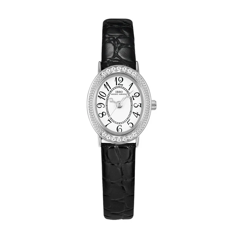 Women's Oval Dial Alloy Case Genuine Leather Strap Stainless Steel Buckle Waterproof Retro Exquisite Watch With Mineral Reinforced Glass Mirror - Image 7