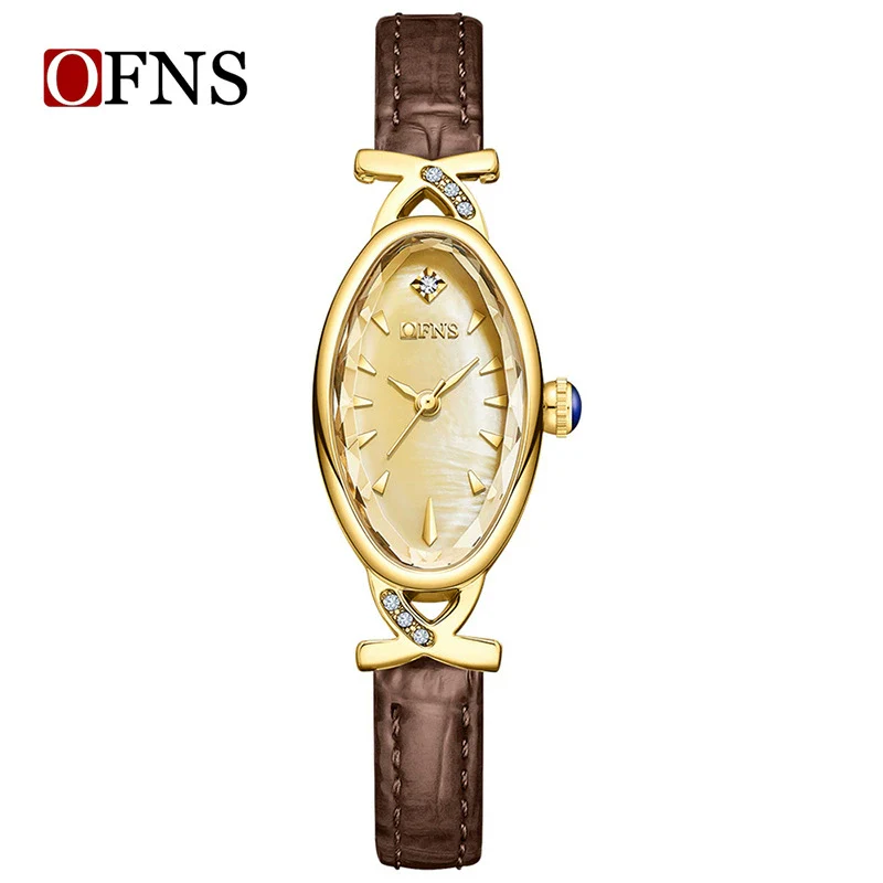 Women's Oval Waterproof Quartz Watch With Motherofpearl Plate And Belt Made Of Alloy Zinc Alloy Stainless Steel And Belt Materials - Image 3