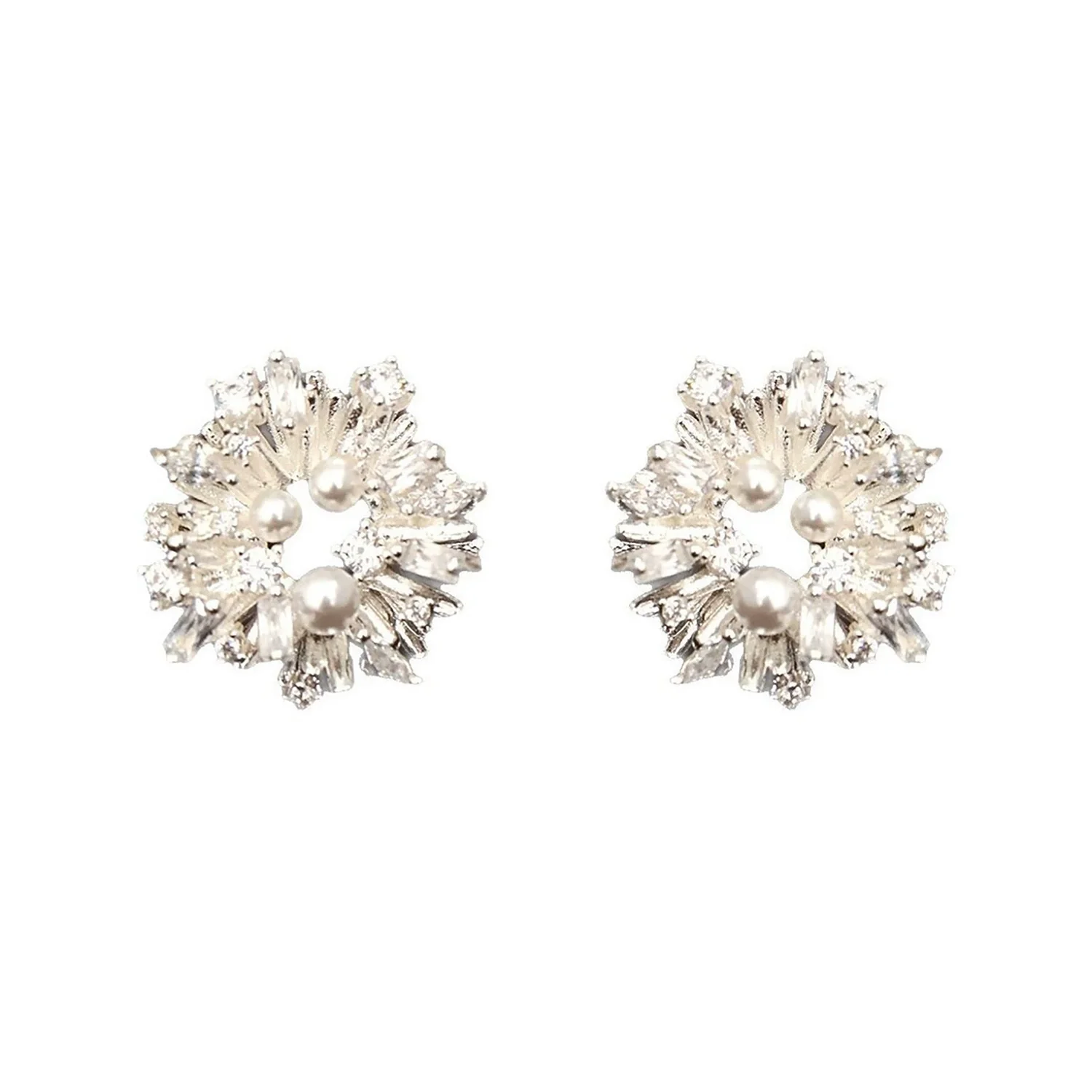 Women's Pearl Geometric Sunflower Copper Electroplated Earrings Fashion Style - Image 5