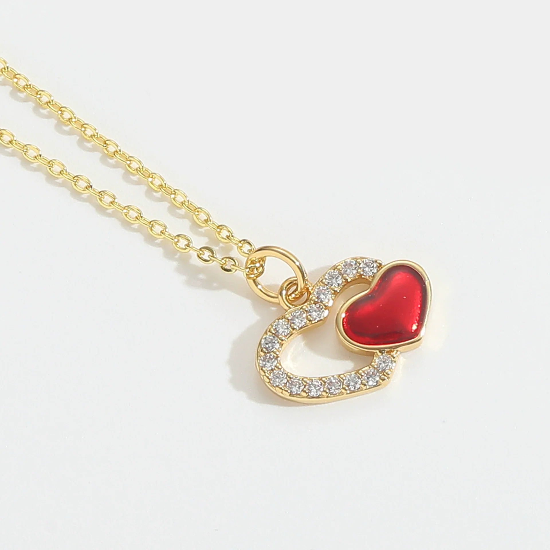 Women's Pendant Necklace Copper Mixed Gemstone Setting Geometric Heart Electroplated - Image 7