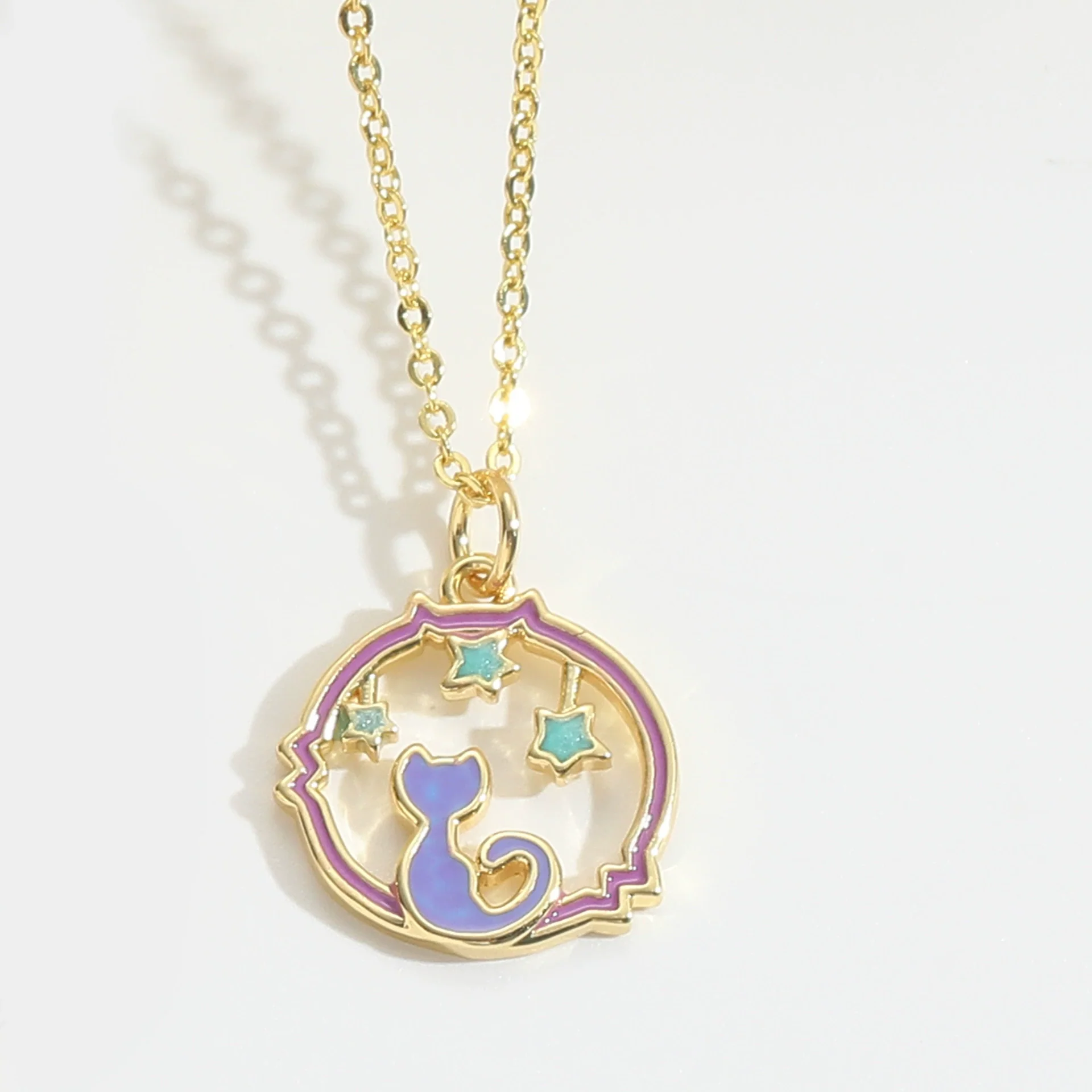 Women's Pendant Necklace Copper Mixed Gemstone Setting Geometric Heart Electroplated - Image 9