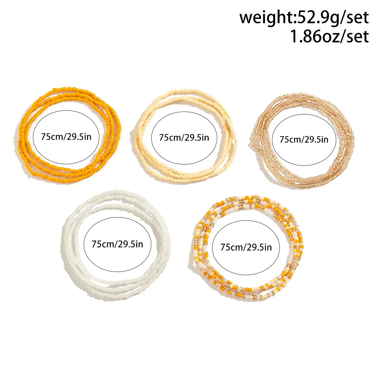 Women's Plastic Resin Geometric Handmade Rice Beads Elastic Beaded Waist Chain Jewelry - Image 5