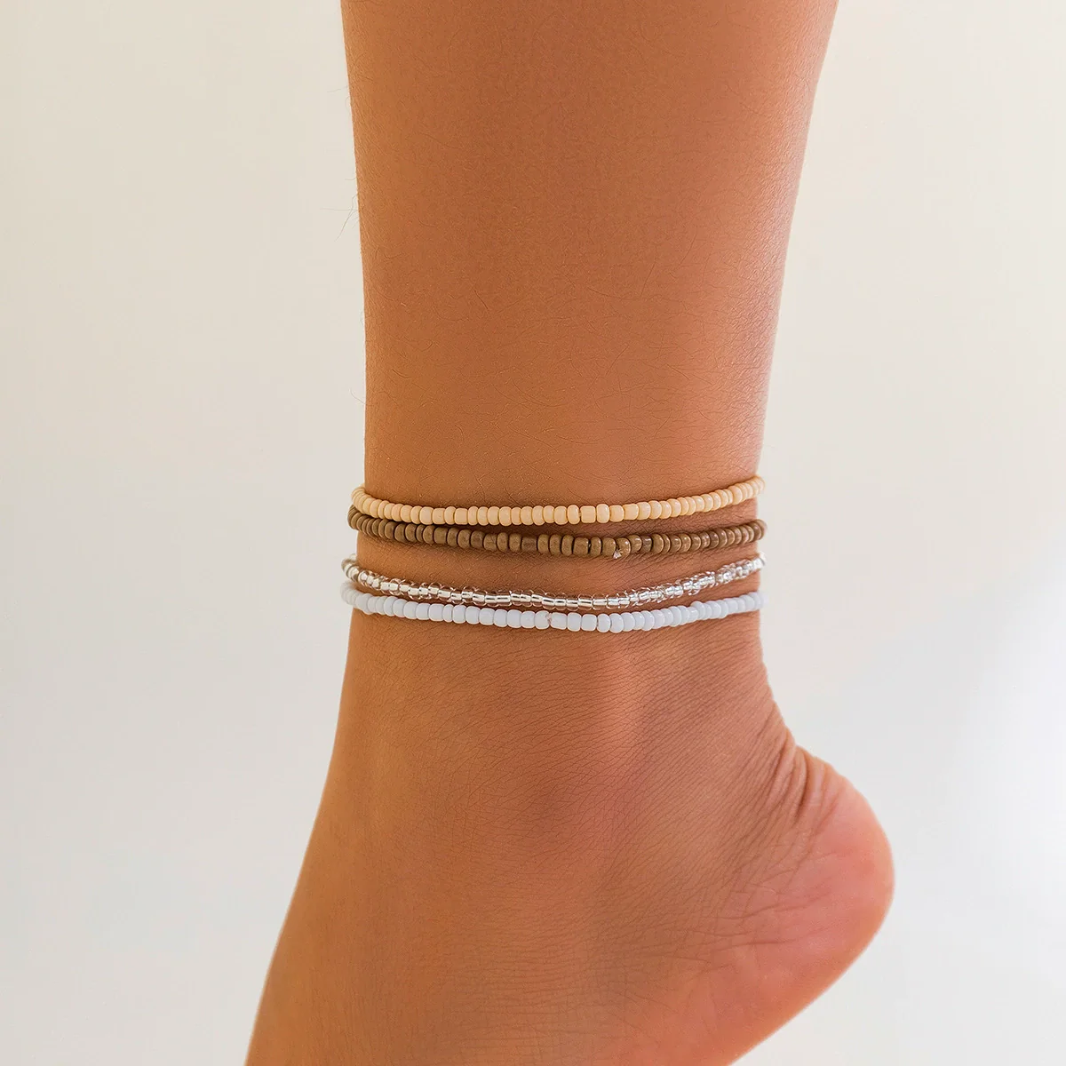 Women's Plastic Resin Geometric Handmade Rice Beads Elastic Beaded Waist Chain Jewelry - Image 8