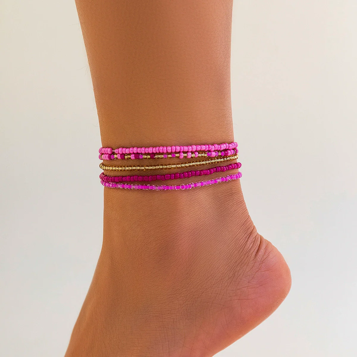 Women's Plastic Resin Geometric Handmade Rice Beads Elastic Beaded Waist Chain Jewelry - Image 9