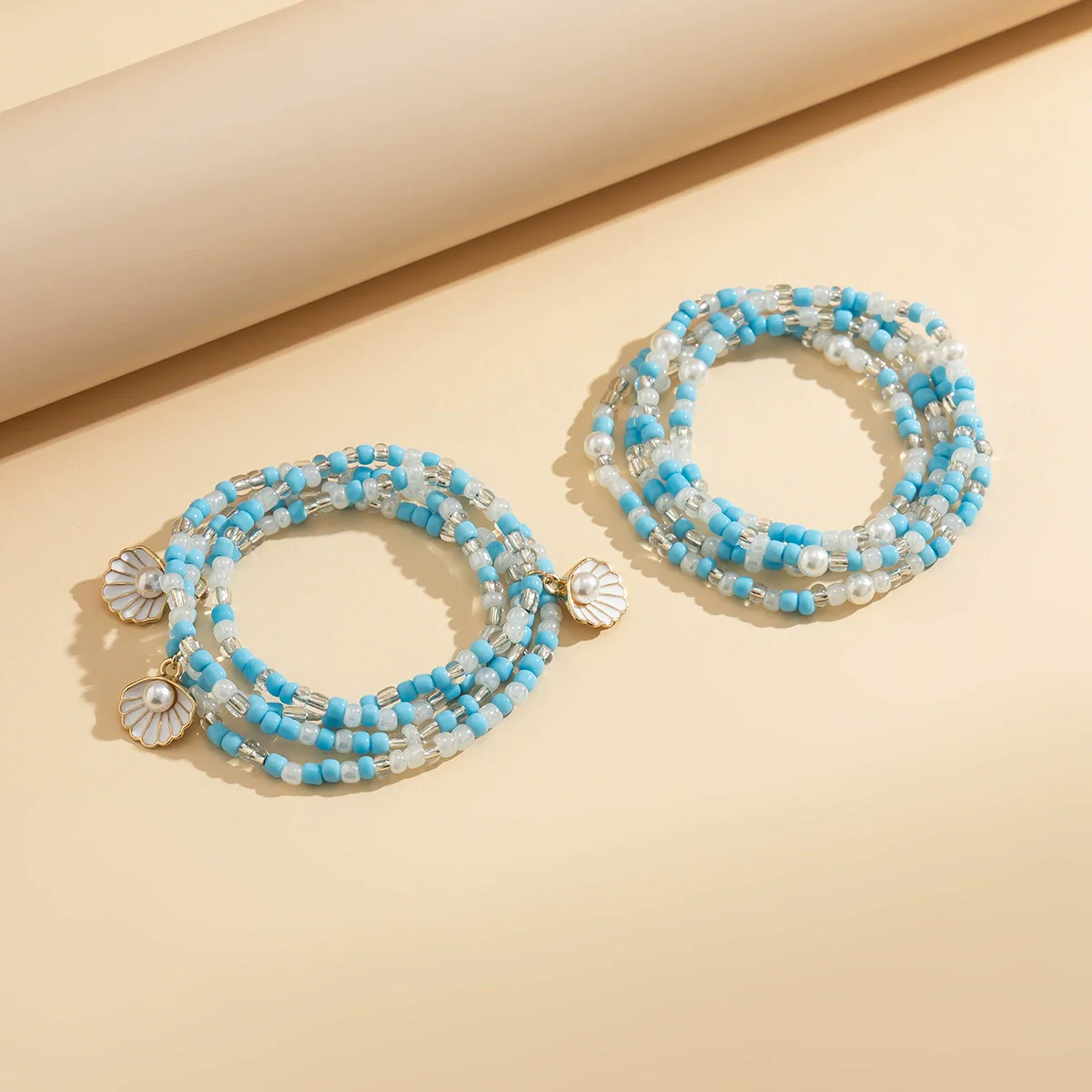 Women's Plastic Resin Handmade Geometric Pearl Fan Shell Rice Beads Waist Chain Body Chain - Image 4