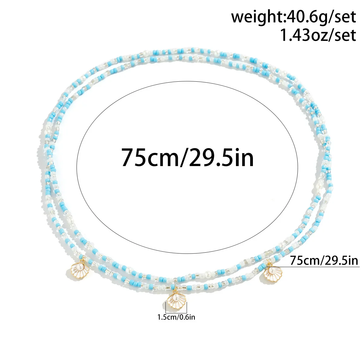 Women's Plastic Resin Handmade Geometric Pearl Fan Shell Rice Beads Waist Chain Body Chain - Image 5
