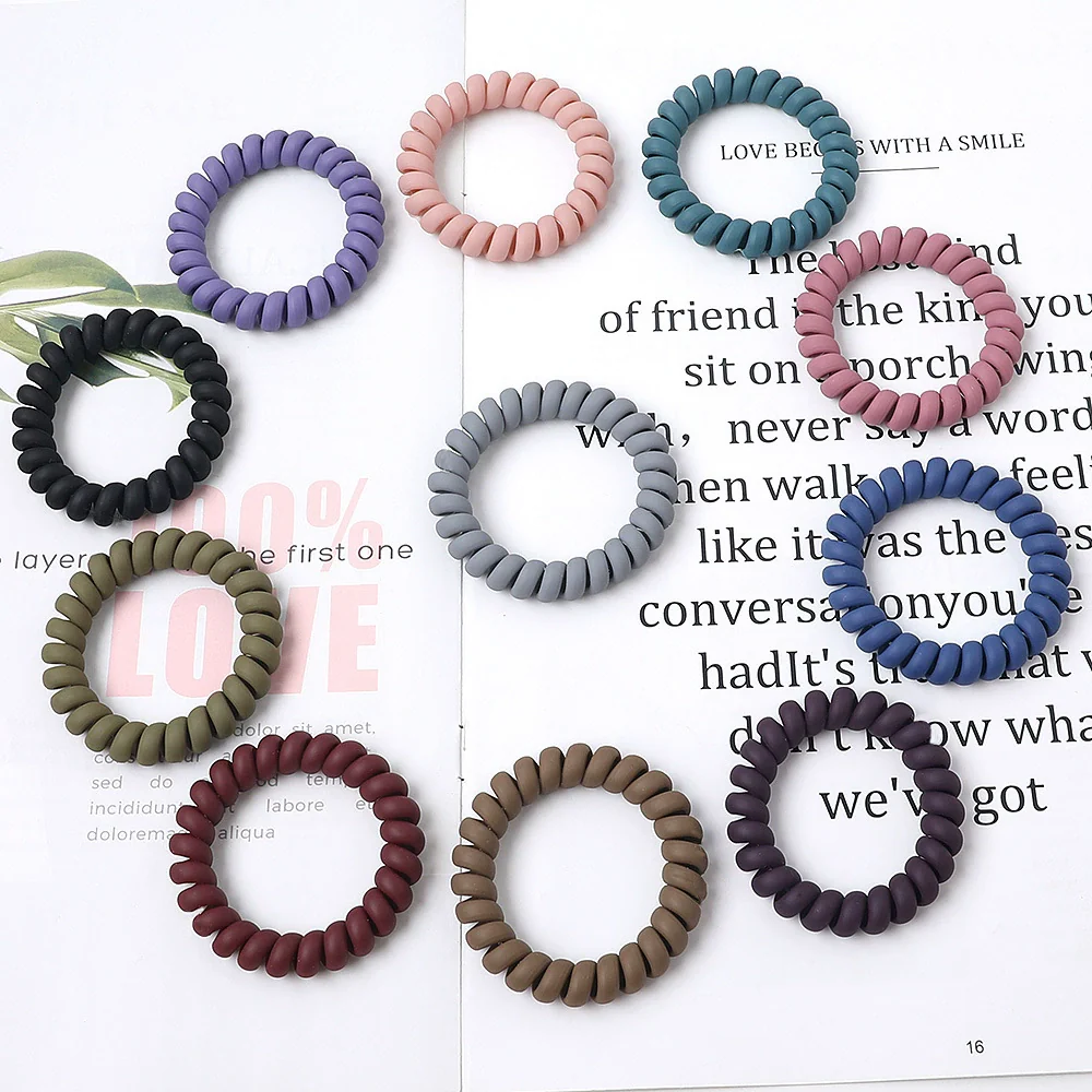 Women's Plastic Resin Handmade Telephone Line Hair Band High Elastic Hair Rope - Image 4