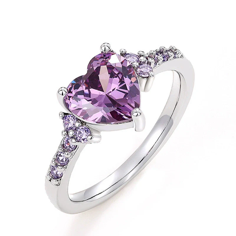 Women's Princess Style Heartshaped Copper Ring Set With Zirconia - Image 6