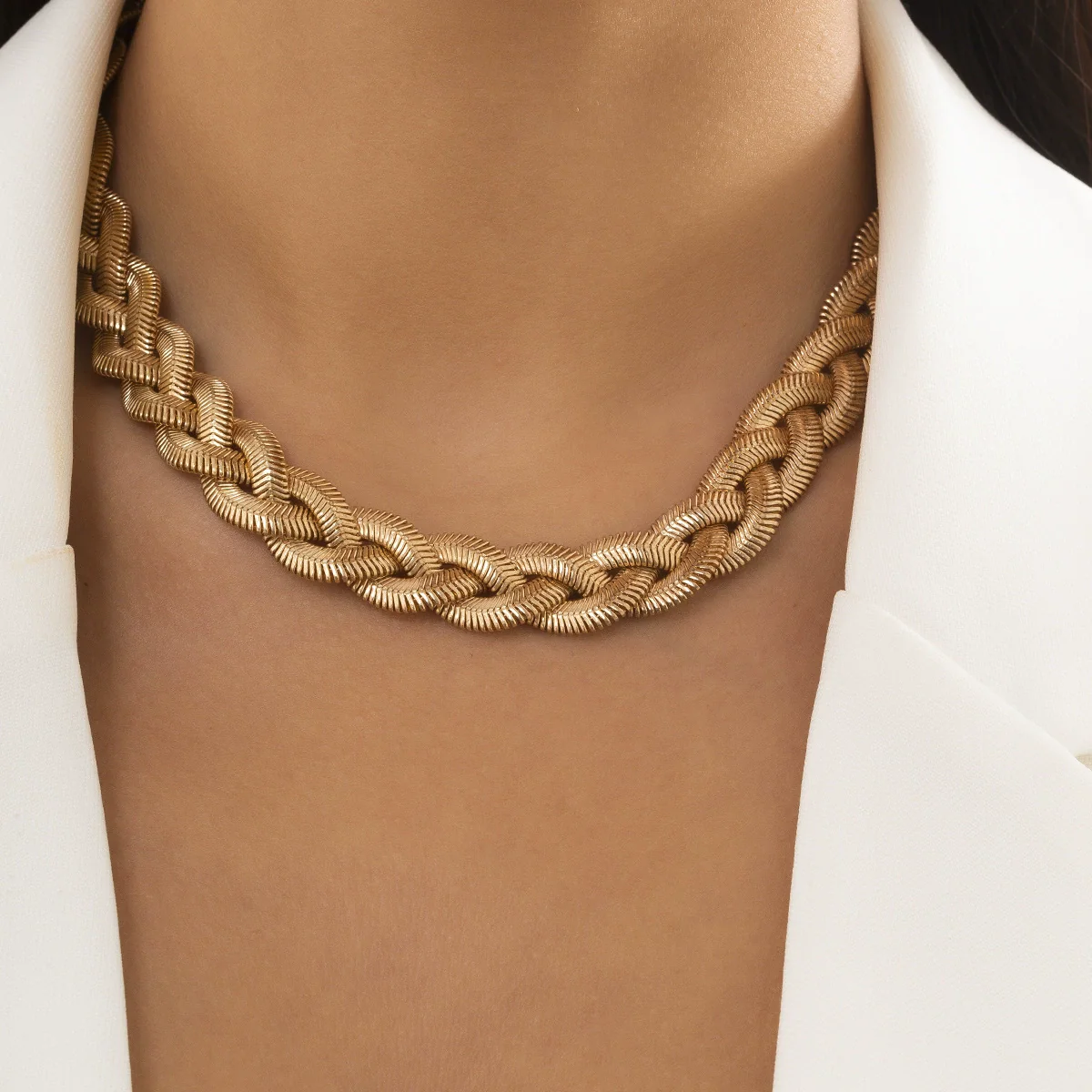 Women's Punk Style Iron Snake Bone Chain Geometric Clavicle Necklace
