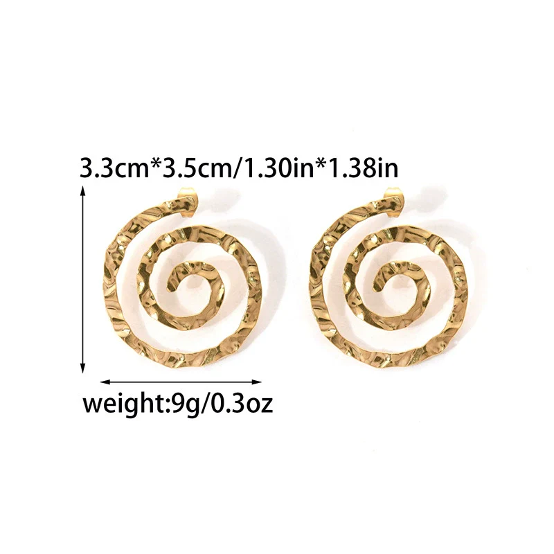 Women's Punk Style Stainless Steel Swirl Hollow Spiral Electroplated Earrings - Image 4